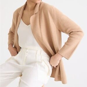 J. Crew Eloise Sweater Blazer Cardigan Merino Wool Cotton Blend Camel Tan Medium